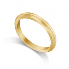 9ct Yellow Gold Ladies 2mm Bevelled Edge Court Shape Wedding Ring