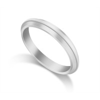 Platinum Ladies 3mm Bevelled Edge Court Shape Wedding Ring 