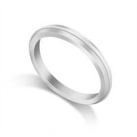 Platinum Ladies 2mm Bevelled Edge Court Shape Wedding Ring 