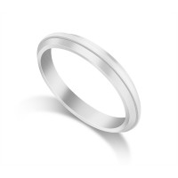 18ct White Gold Ladies 3mm Bevelled Edge Court Shape Wedding Ring 