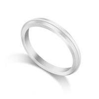 18ct White Gold Ladies 2mm Bevelled Edge Court Shape Wedding Ring 