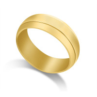 18ct Yellow Gold Gents 8mm Bevelled Edge Court Shape Wedding Ring 