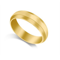 18ct Yellow Gold Gents 6mm Bevelled Edge Court Shape Wedding Ring 