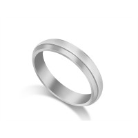 9ct White Gold Ladies 4mm Bevelled Edge Court Shape Wedding Ring 