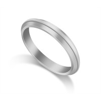9ct White Gold Ladies 3mm Bevelled Edge Court Shape Wedding Ring 