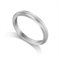 9ct White Gold Ladies 2mm Bevelled Edge Court Shape Wedding Ring 