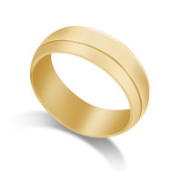 9ct Yellow Gold Gents 8mm Bevelled Edge Court Shape Wedding Ring 