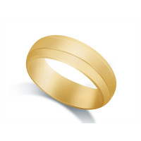 9ct Yellow Gold Gents 7mm Bevelled Edge Court Shape Wedding Ring 