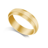 9ct Yellow Gold Gents 6mm Bevelled Edge Court Shape Wedding Ring 