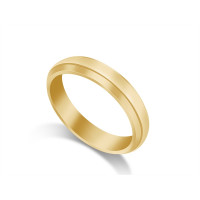 9ct Yellow Gold Ladies 4mm Bevelled Edge Court Shape Wedding Ring 