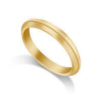 9ct Yellow Gold Ladies 3mm Bevelled Edge Court Shape Wedding Ring