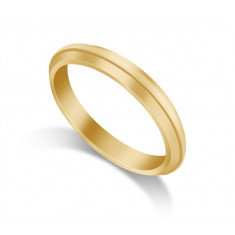 9ct Yellow Gold Ladies 3mm Bevelled Edge Court Shape Wedding Ring