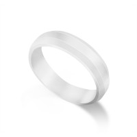 18ct White Gold Ladies 5mm Bevelled Edge Flat Court Shape Wedding Ring