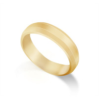 9ct Yellow Gold Gents 5mm Millgrain Flat Court Shape Wedding Ring 
