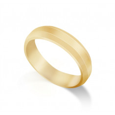 9ct Yellow Gold Ladies 5mm Bevelled Edge Flat Court Shape Wedding Ring 