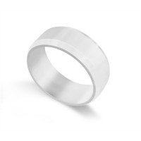 Platinum Gents 8mm Bevelled Edge Flat Court Shape Wedding Ring 
