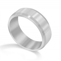 Platinum Gents 7mm Millgrain Flat Court  Shape Wedding Ring 