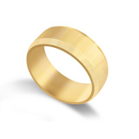 18ct Yellow Gold Gents 8mm Millgrain Flat Court Shape Wedding Ring 