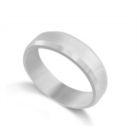 9ct White Gold Gents 6mm Millgrain Flat Court Shape Wedding Ring 