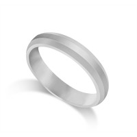 9ct White Gold Ladies 4mm Bevelled Edge Flat Court Shape Wedding Ring 