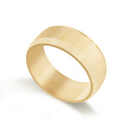 9ct Yellow Gold Gents 8mm Millgrain Flat Court Shape Wedding Ring 