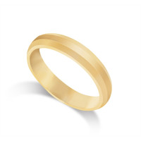 9ct Yellow Gold Ladies 4mm Millgrain Flat Court Shape Wedding Ring 