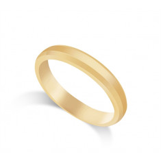 9ct Yellow Gold Ladies 3mm Bevelled Edge Flat Court Shape Wedding Ring 