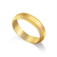 18ct Yellow Gold Gents 5mm Millgrain Flat Court Shape Wedding Ring 