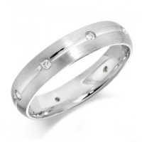 Palladium Gents 5mm Ring with Centre Groove and Diamonds Evenly Spaced All Around, Set with a Total of 16pts of Diamonds