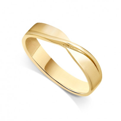 9ct Crossover Wedding Ring 4mm Yellow or White Gold Band 
