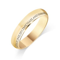 Personalised 9ct Yellow Gold Ladies 4mm Court Shape Wedding Ring with any Continuous Engraving Around the side of the whole Wedding Ring