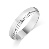 Personalised Platinum Ladies 4mm Court Shape Wedding Ring with any Continuous Engraving Around the side of the whole Wedding Ring