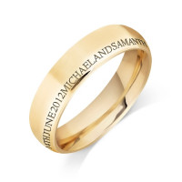 Personalised 9ct Yellow Gold Gents 6mm Court Shape Wedding Ring with any Continuous Engraving Around the side of the whole Wedding Ring