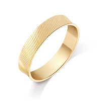 18ct Yellow Gold Ladies 4mm Diagonal Diamond Cut Wedding Ring with Court Shape Inside
