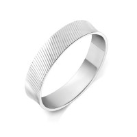 Platinum Ladies 4mm Diagonal Diamond Cut Wedding Ring with Court Shape Inside