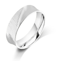 9ct White Gold Gents 6mm Diagonal Diamond Cut Wedding Ring with Court Shape Inside