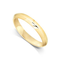 9ct Yellow Gold Ladies 3mm Plain Convex Shape Wedding Ring with Court Shape inside