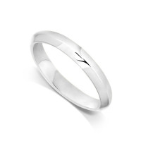 9ct White Gold Ladies 3mm Plain Convex Shape Wedding Ring with Court Shape inside
