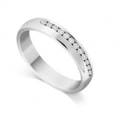 9ct White Gold Ladies Court Shape Channel Set Diamond Wedding Ring Set with 0.240ct of 12 Round Diamonds