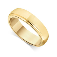 9ct Yellow Gold Gents 6mm Court Wedding Ring  With a Diamond Cut Groove on one Side