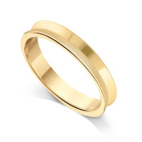 9ct Yellow Gold Ladies 3mm Plain Wedding Ring with Concave Centre