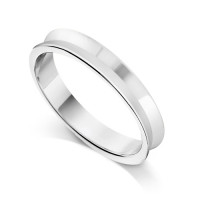9ct White Gold Ladies 3mm Plain Wedding Ring with Concave Centre