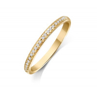 9ct Yellow Gold Ladies 2mm Court Shape Wedding Band Pavé Set with 0.012ct of Diamonds