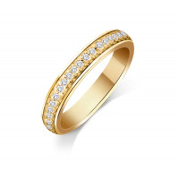 9ct Yellow Gold Ladies 3mm Court Shape Wedding Band Pavé Set with 0.19ct of Diamonds