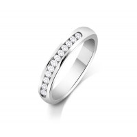 9ct White Gold Ladies 3mm Court Shape Wedding Band Channel Set with 0.3ct of Diamonds