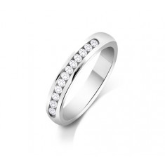 9ct White Gold Ladies 3mm Court Shape Wedding Band Channel Set with 0.3ct of Diamonds