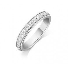9ct White Gold Ladies 3mm Court Shape Wedding Band Pavé Set with 0.19ct of Diamonds