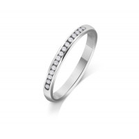 9ct White Gold Ladies 2mm Court Shape Wedding Band Channel Set with 0.15ct of Diamonds