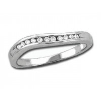 9ct White Gold Ladies 3mm wide Wave Channel Set Ring with 0.12ct of Diamonds