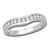 9ct White Gold Ladies Channel Set Curved Ring Set with 0.33ct of Diamonds